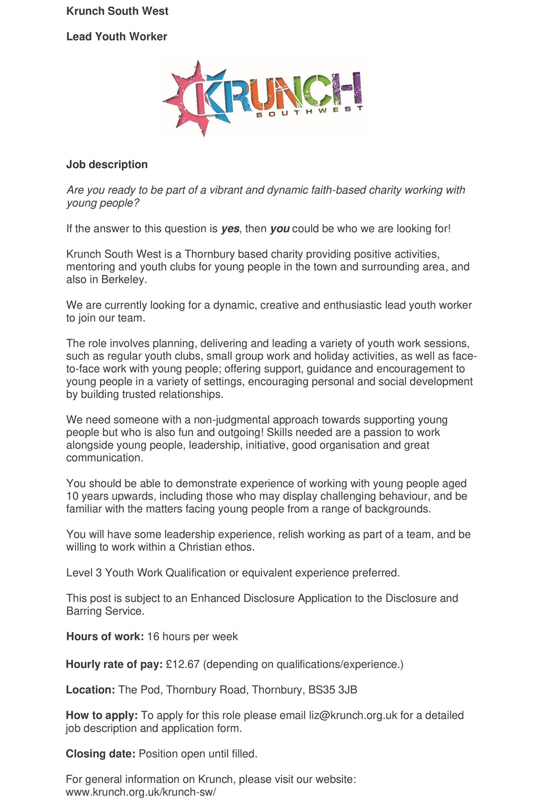 Bristol Networks Job Advert KS