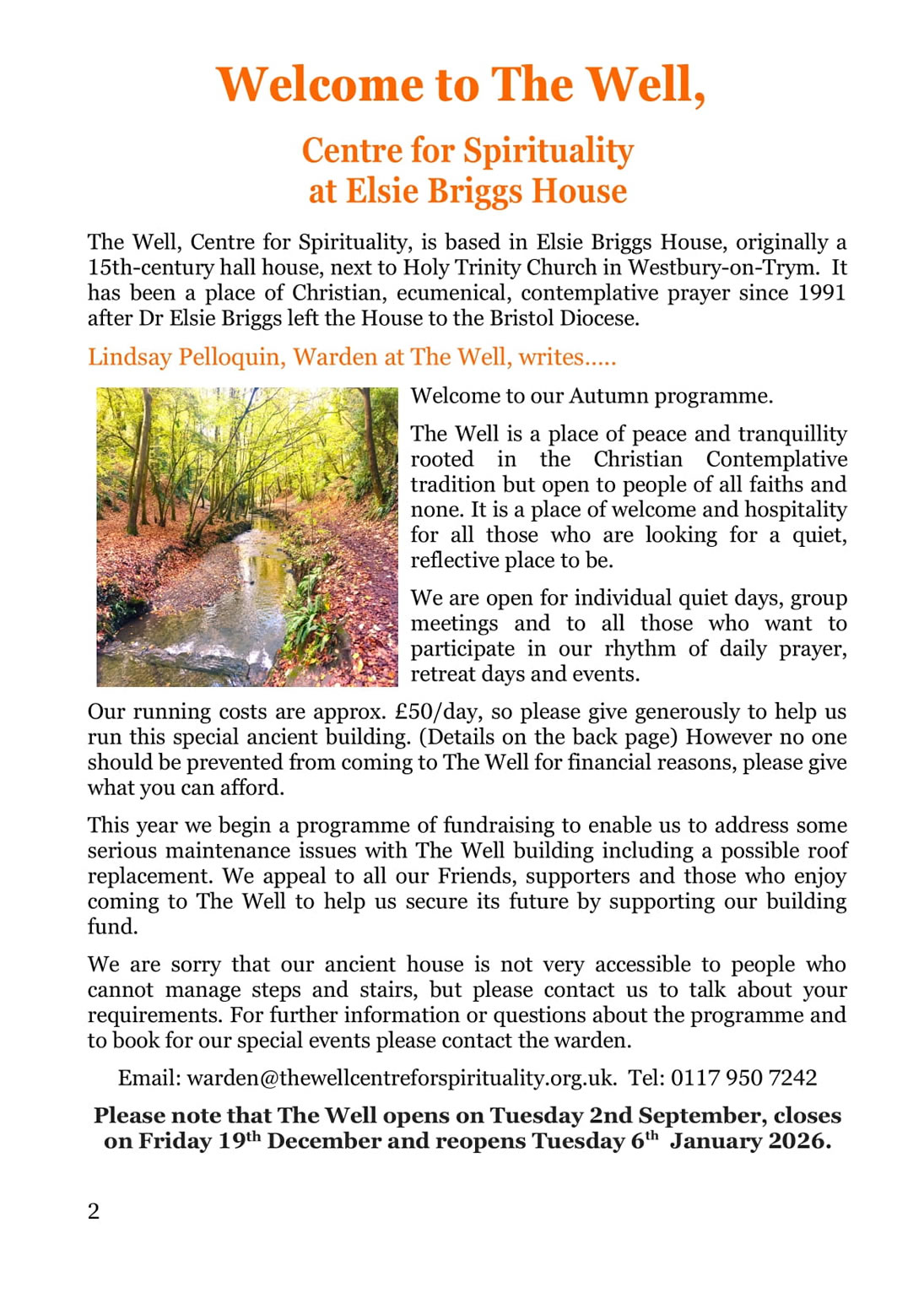 The Well Programme Autumn 2025