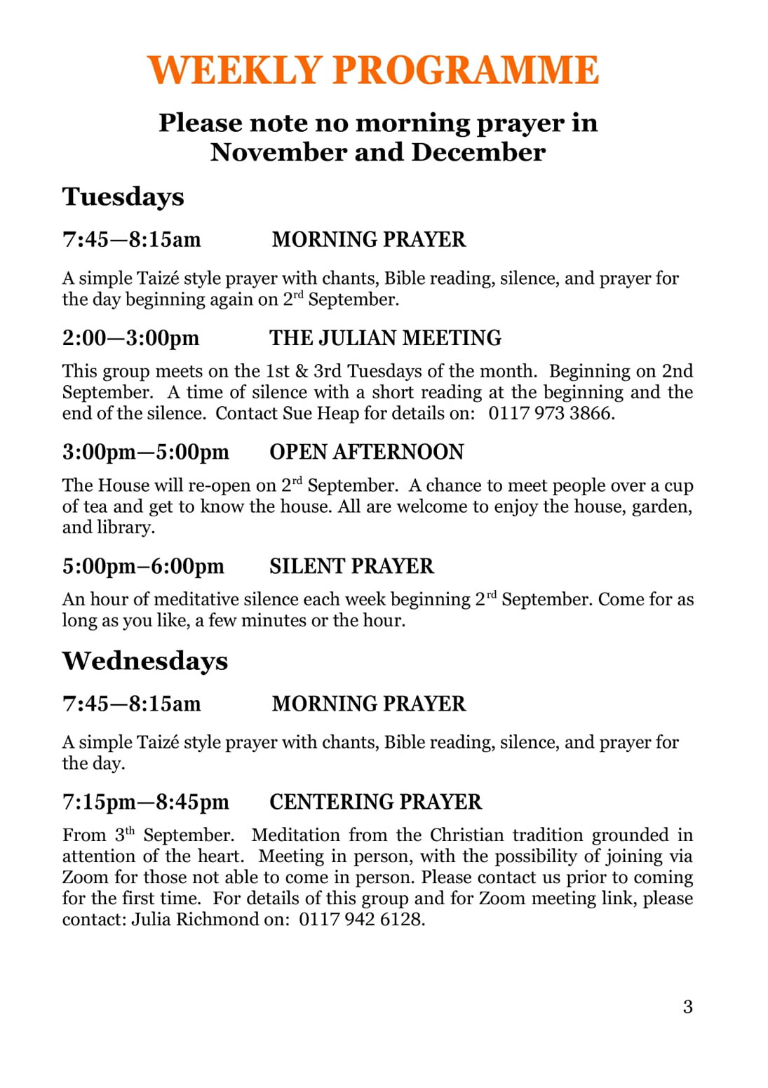 The Well Programme Autumn 2025