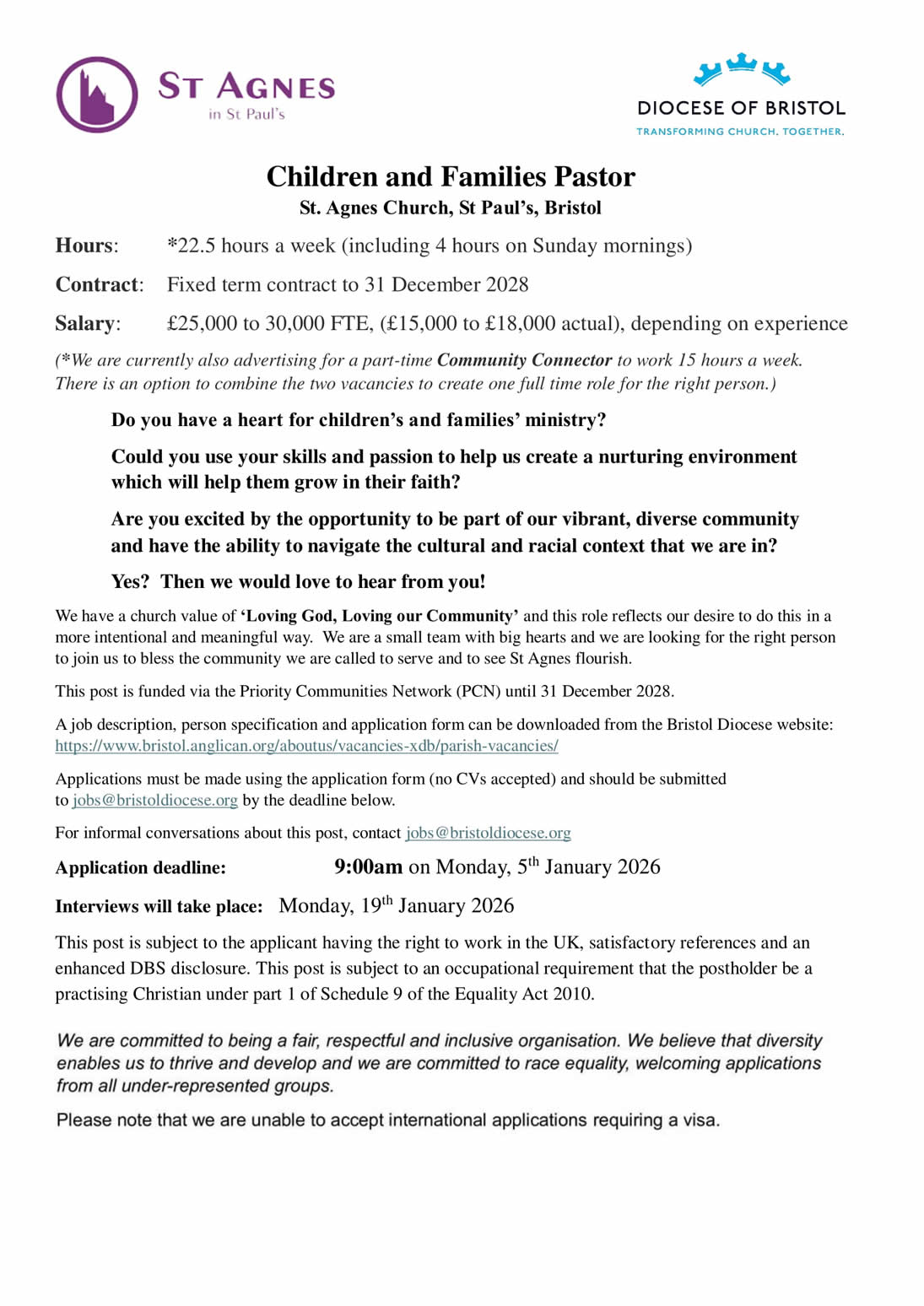 PCN Advert - St Agnes - Childr