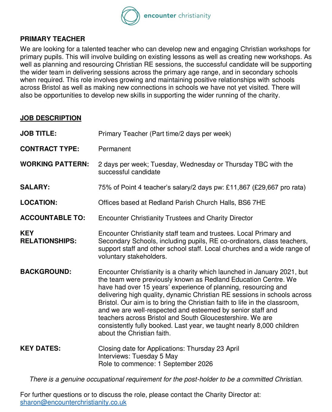 Primary Teacher Job Descriptio