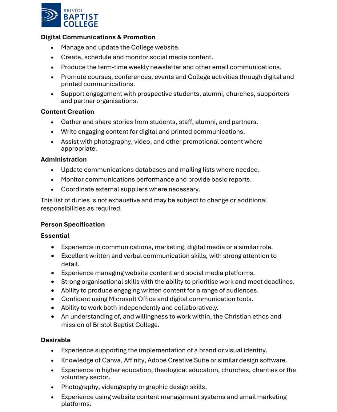 Communications and Marketing A