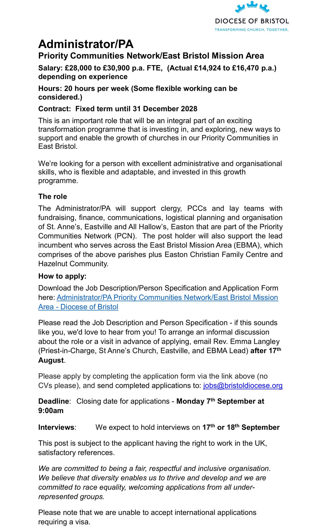 EBMA Administrator PA (Advert)