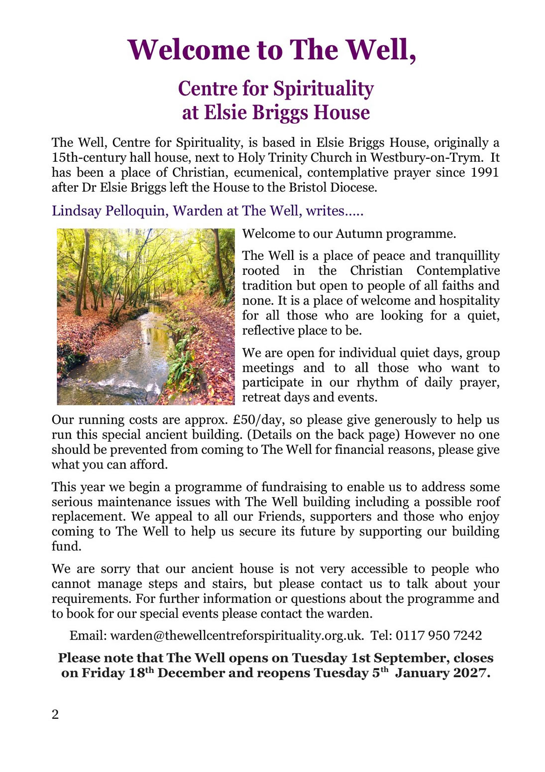 The Well Programme Autumn 2026